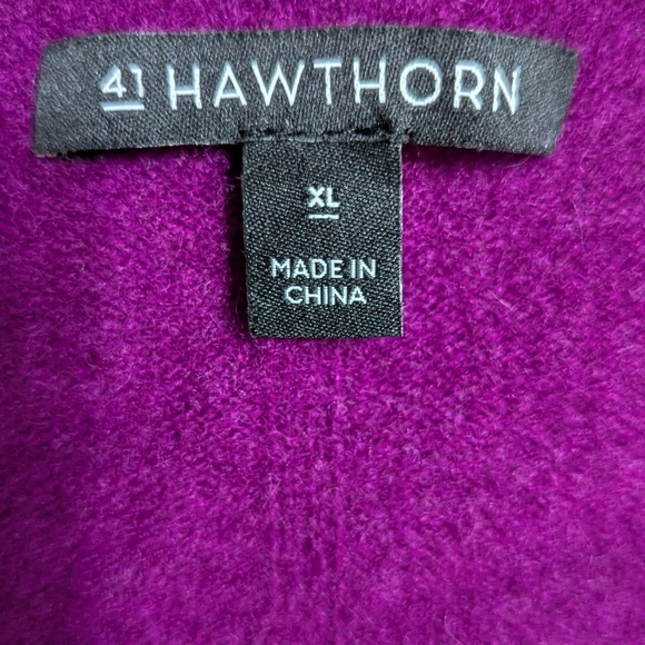 41 Hawthorn 100% Cashmere Sweater Purple V Neck Long Sleeve Women’s XL - Picture 8 of 9
